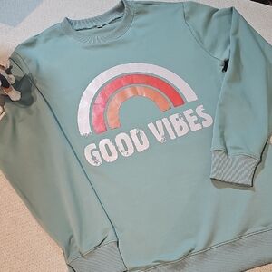Good Vibes Mint Green Graphic Sweatshirt